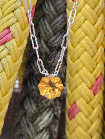 Citrine Fantasy Facet Sterling Silver Necklace