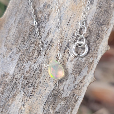 Ethiopian Welo Opal Faceted Briolette Necklace