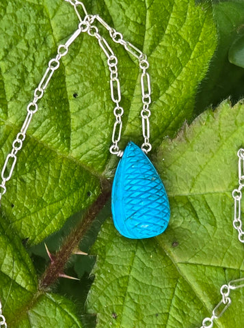Antique Carved Chinese Gem Turquoise Sterling Silver Necklaces