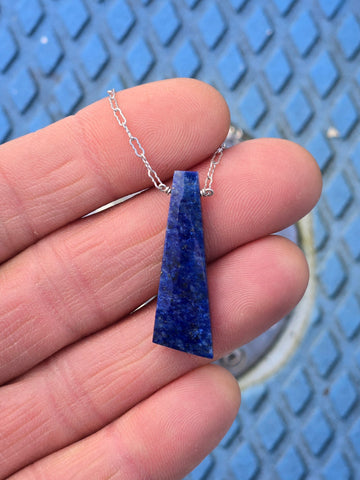 Lapis Lazuli Faceted Drop Sterling Silver Necklace