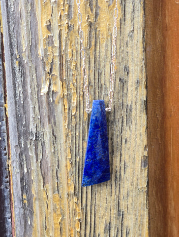 Lapis Lazuli Faceted Drop Sterling Silver Necklace