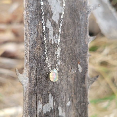 Ethiopian Welo Opal Faceted Briolette Necklace