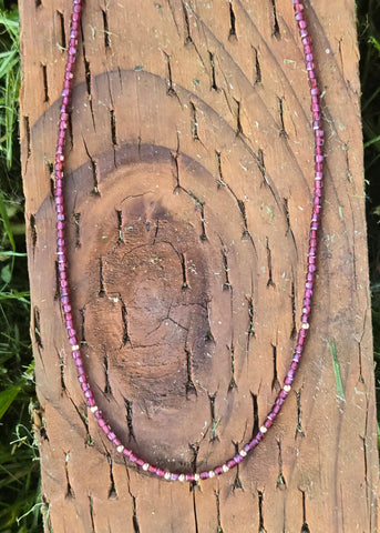 Garnet Faceted Dice 14K Gold Infinity Beaded Necklace
