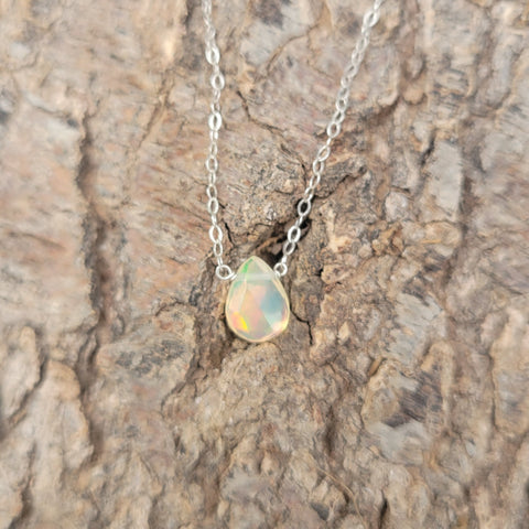 Ethiopian Welo Opal Faceted Briolette Necklace