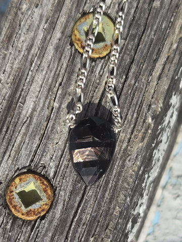 Hypersthene Faceted Leaf Sterling Silver Necklace
