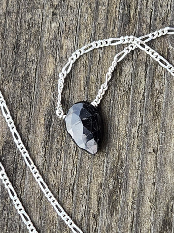 Hypersthene Faceted Leaf Sterling Silver Necklace