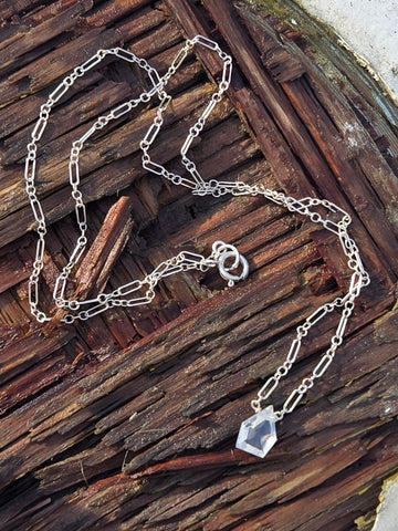 Moon Quartz Faceted Free Form Sterling Silver Necklace