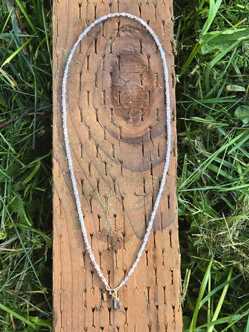 Labradorite Faceted Dice 14K Gold Infinity Beaded Necklace