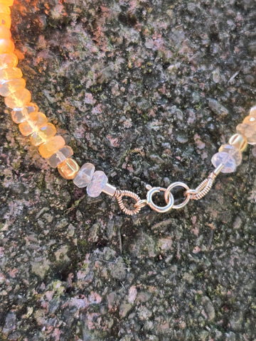 Mexican Fire Opal and Ancient Egyptian Gold Bead Replica 18k & 14K Gold Bracelet