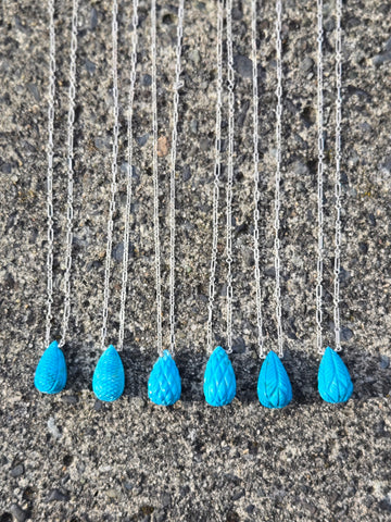 Antique Carved Chinese Gem Turquoise Sterling Silver Necklaces