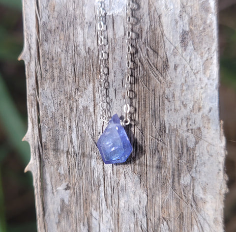 Tanzanite Portrait Cut Sterling Silver Necklace