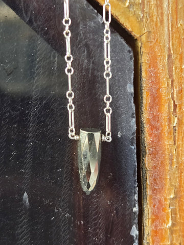 Pyrite Faceted Bullet Sterling Silver Necklace