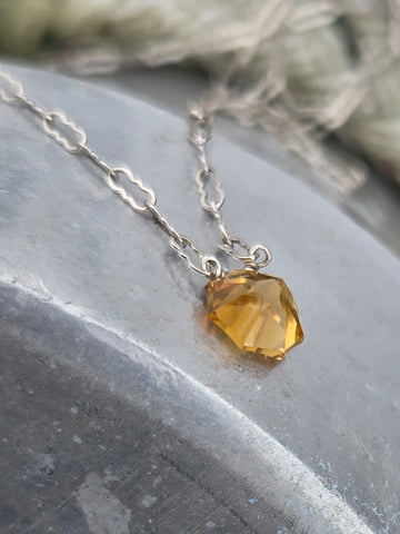 Citrine Fantasy Facet Sterling Silver Necklace