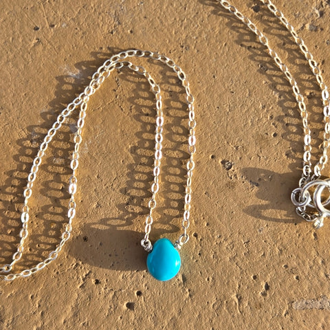 Turquoise Briolette Sterling Silver Necklace