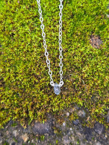 Montana Sapphire Faceted Dainty Briolette Sterling Silver Necklace