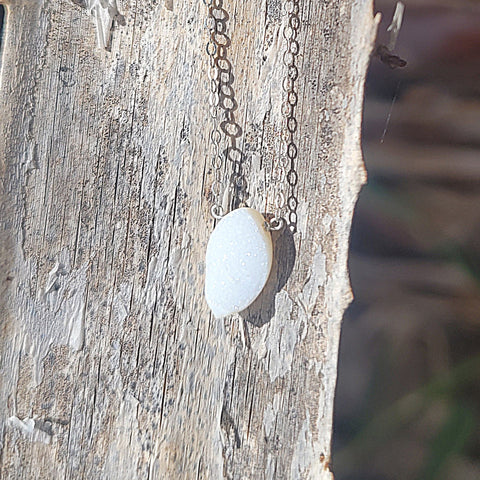 Druzy Quartz Marquise Sterling Silver Necklace