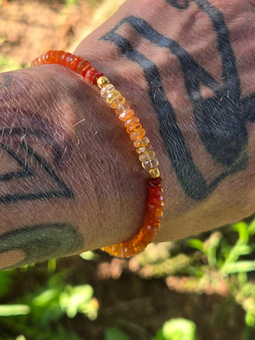 Mexican Fire Opal and Ancient Egyptian Gold Bead Replica 18k & 14K Gold Bracelet