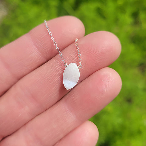 Druzy Quartz Marquise Sterling Silver Necklace