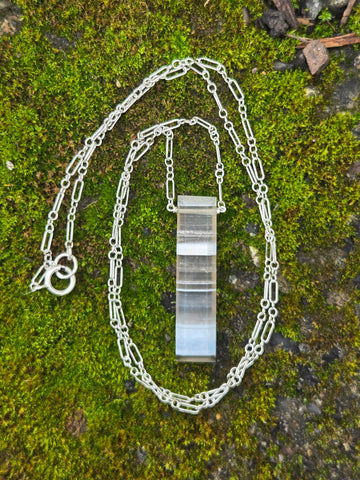 Blue Striped Opal Faceted Sterling Silver Necklace