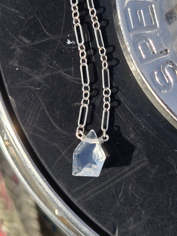 Moon Quartz Faceted Free Form Sterling Silver Necklace