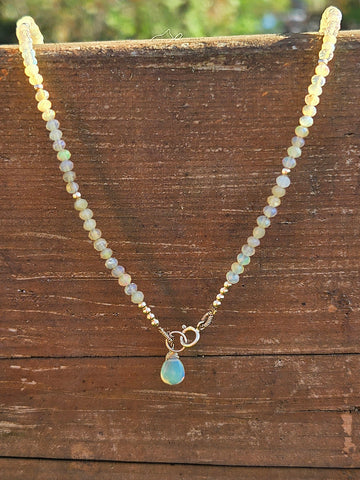 Faceted Welo Opal 14K Gold Infiniti Necklace