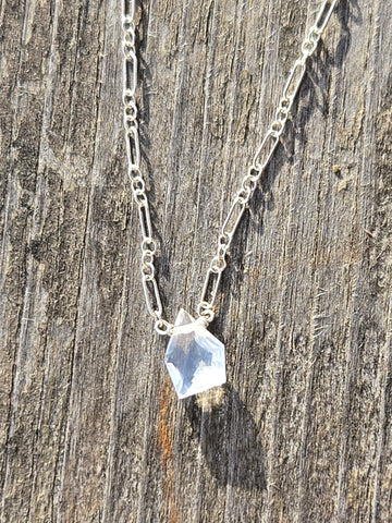 Moon Quartz Faceted Free Form Sterling Silver Necklace