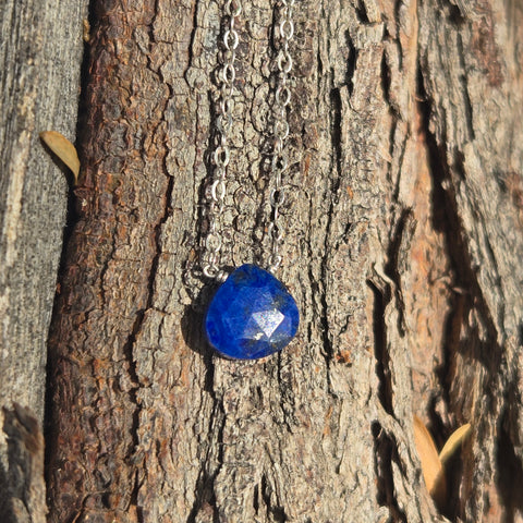 Lapis Lazuli Faceted Briolette Sterling Silver Necklace
