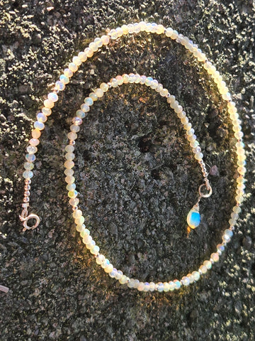 Faceted Welo Opal 14K Gold Infiniti Necklace