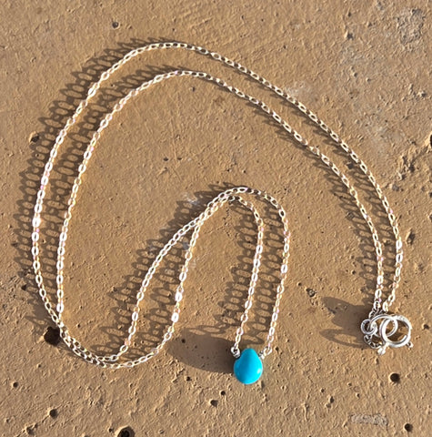 Turquoise Briolette Sterling Silver Necklace