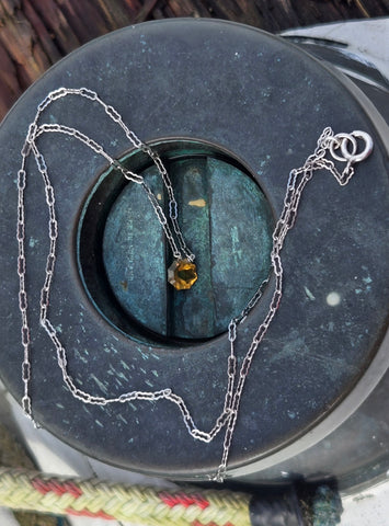 Citrine Fantasy Facet Sterling Silver Necklace