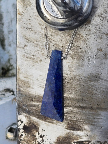Lapis Lazuli Faceted Drop Sterling Silver Necklace