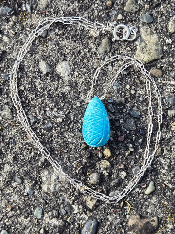 Antique Carved Chinese Gem Turquoise Sterling Silver Necklaces