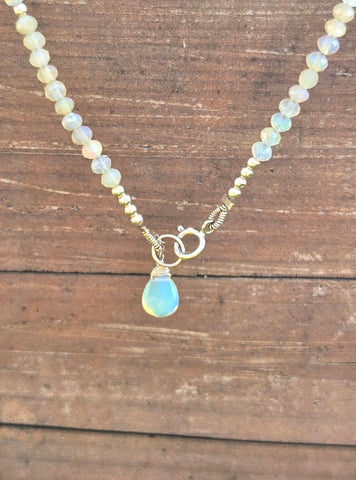 Faceted Welo Opal 14K Gold Infiniti Necklace