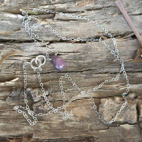 Pink Tourmaline Briolette Sterling Silver Necklace
