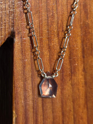 Moon Quartz Faceted Free Form Sterling Silver Necklace