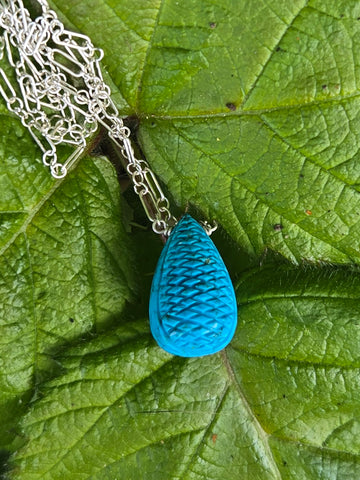 Antique Carved Chinese Gem Turquoise Sterling Silver Necklaces