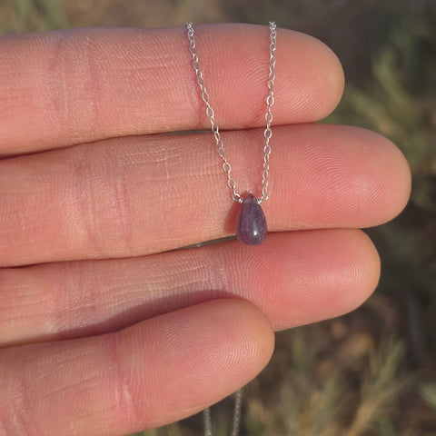 Pink Tourmaline Briolette Sterling Silver Necklace