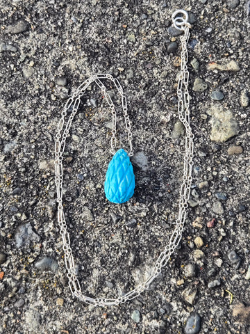 Antique Carved Chinese Gem Turquoise Sterling Silver Necklaces