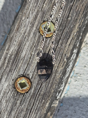 Hypersthene Faceted Leaf Sterling Silver Necklace