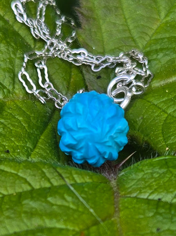 Antique Carved Chinese Gem Turquoise Sterling Silver Necklaces