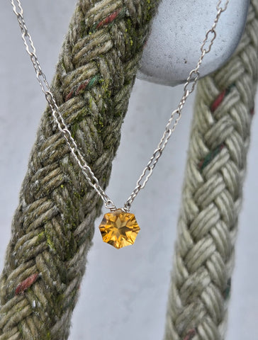 Citrine Fantasy Facet Sterling Silver Necklace