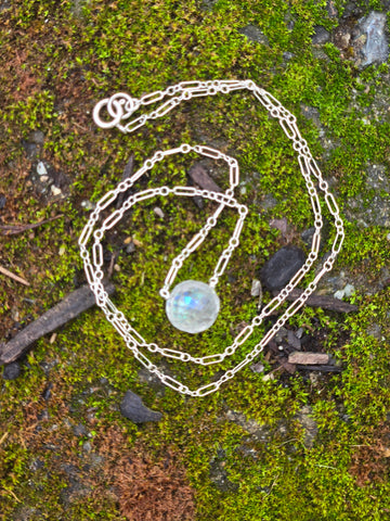 Labyrinth Crystal Ball Sterling Silver Necklace