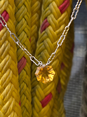 Citrine Fantasy Facet Sterling Silver Necklace