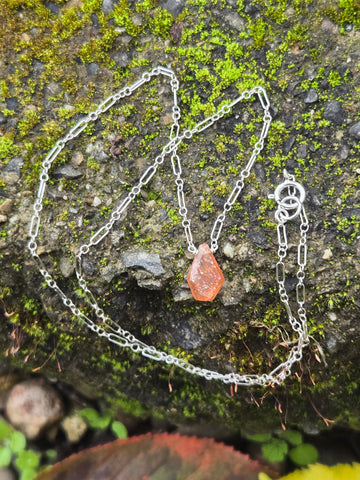 Indian Sunstone Portrait Cut Sterling Silver Necklace