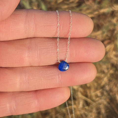 Lapis Lazuli Faceted Briolette Sterling Silver Necklace