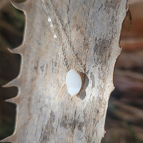 Druzy Quartz Marquise Sterling Silver Necklace