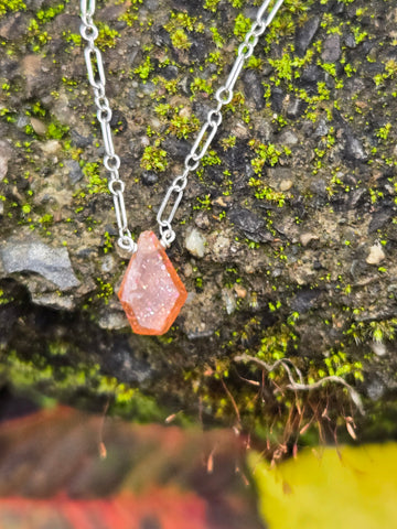 Indian Sunstone Portrait Cut Sterling Silver Necklace
