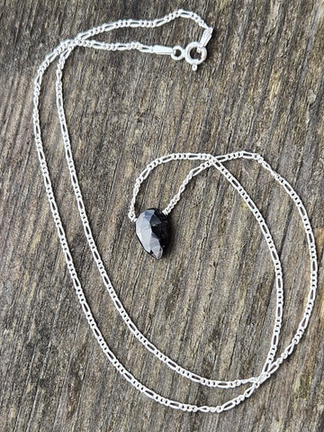 Hypersthene Faceted Leaf Sterling Silver Necklace