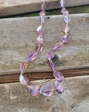 Ametrine Faceted Free Form Infinity Necklace