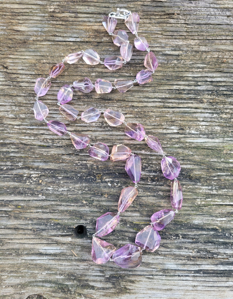 Ametrine Faceted Free Form Infinity Necklace